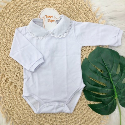 Body gola bordada- branco com grypir branco Body gola bordada- branco com grypir branco